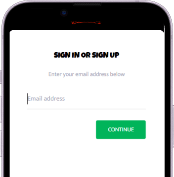 Huzzlin Arena secure sign-in screen
